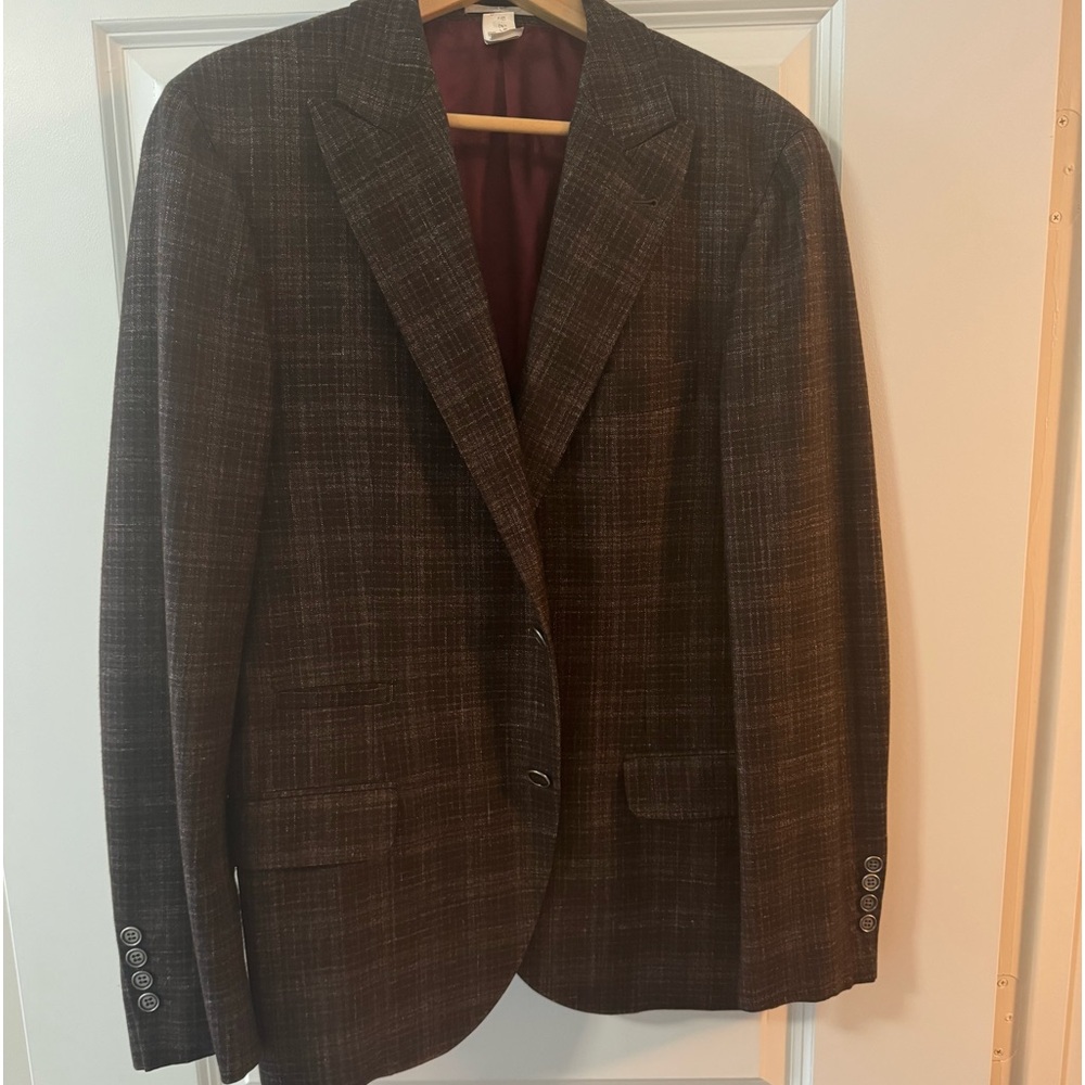 brunello cucinelli brown sport coat in wool and silk
